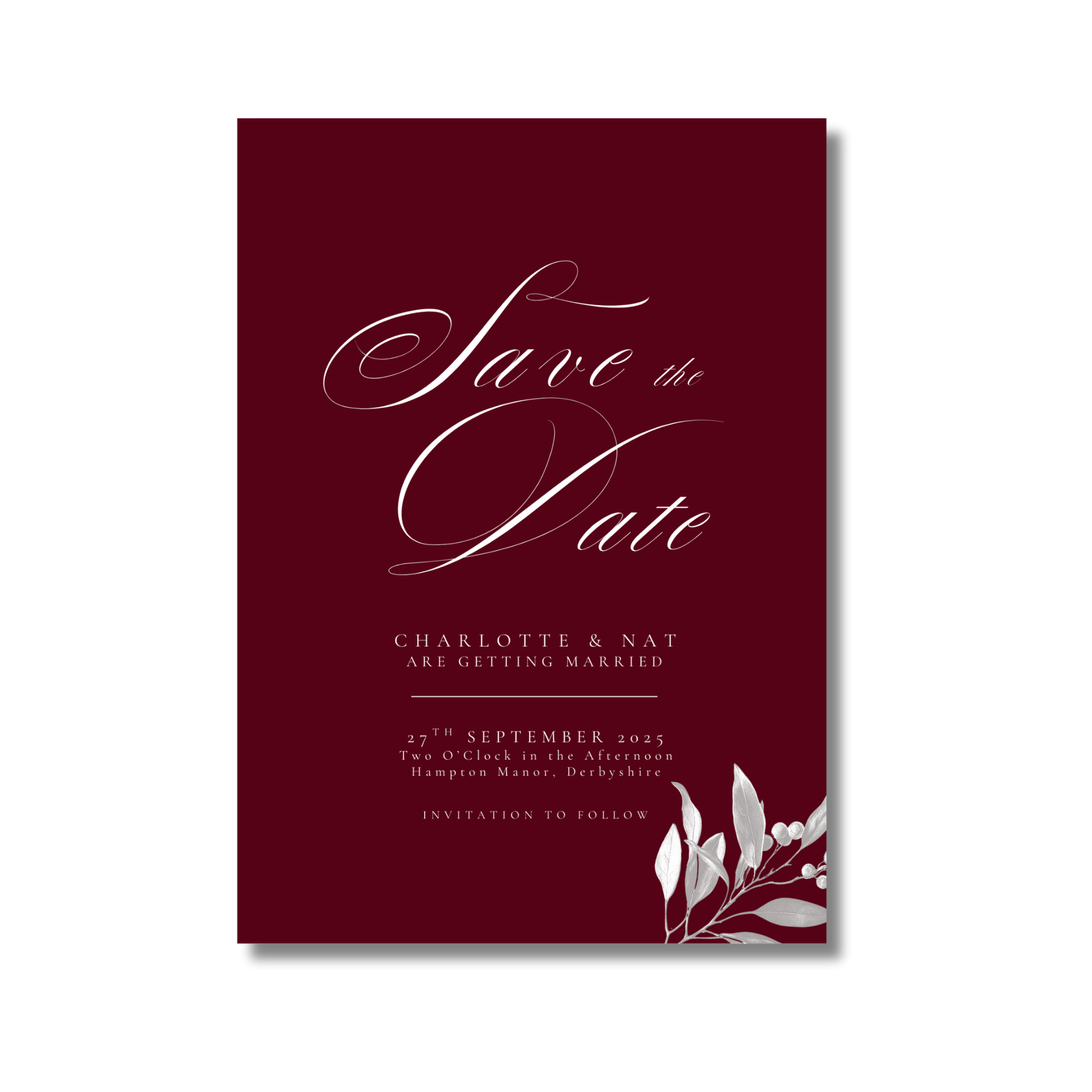 Burgundy Mistletoe Save The Date