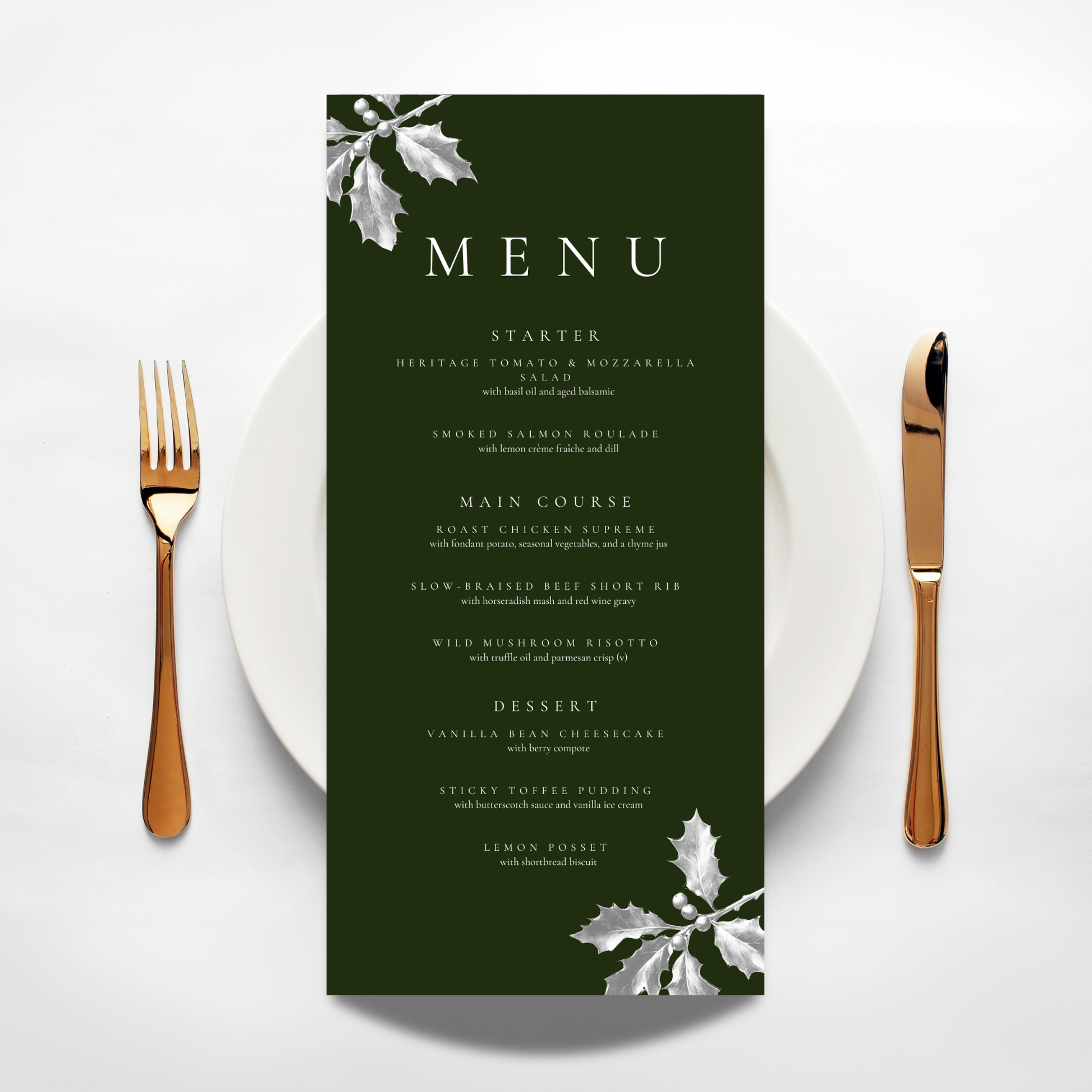 Green Holly Menu