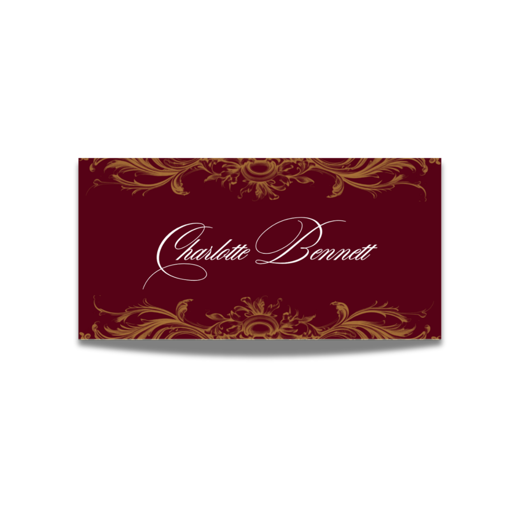 Red & Gold Rococo Frame Name Place Cards