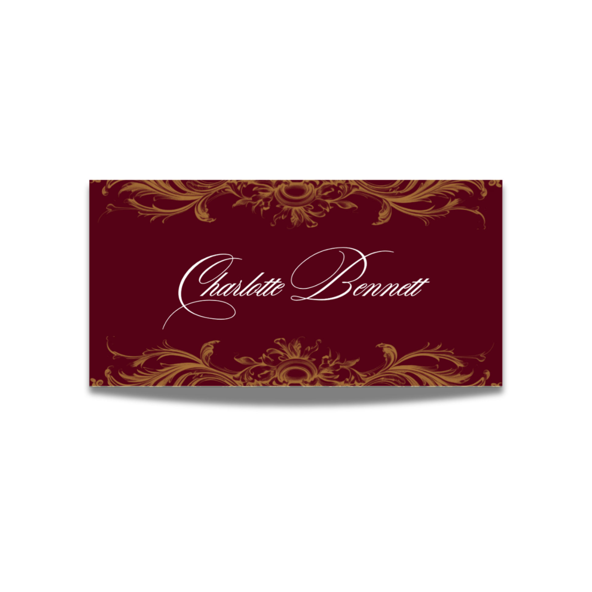Red & Gold Rococo Frame Name Place Cards