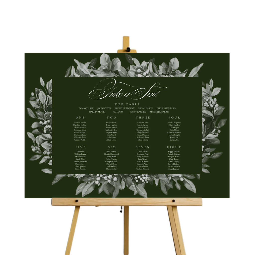 Green Mistletoe Seating Plan Sign
