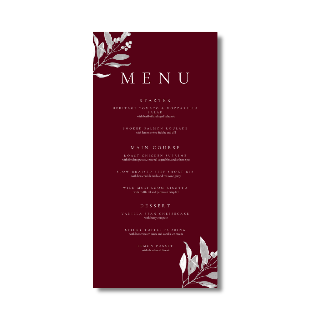 Burgundy Mistletoe Menu
