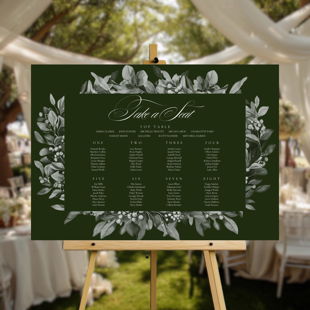Green Mistletoe Seating Plan Sign