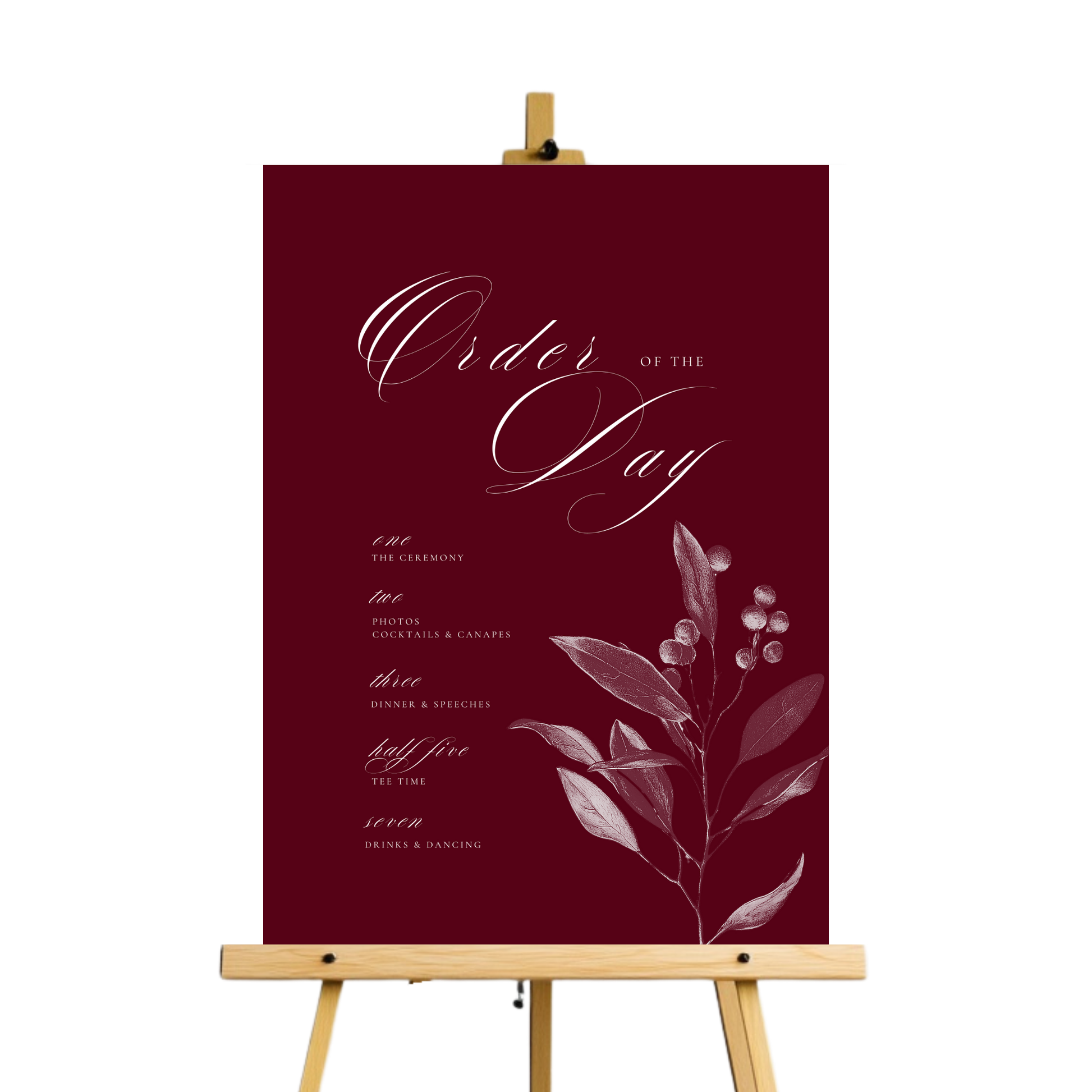 Burgundy Mistletoe Order Of The Day Sign