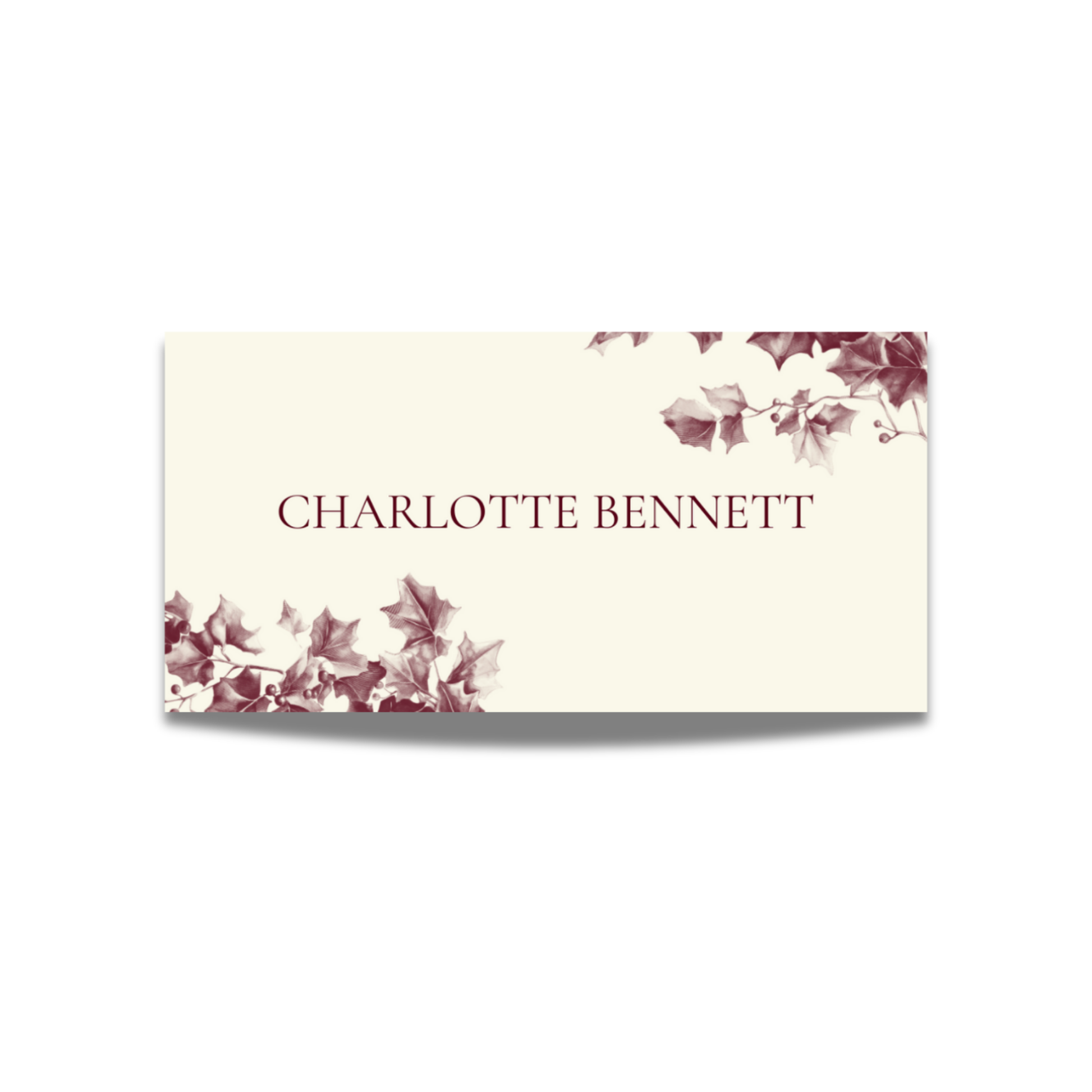 Red & Cream Holly Wreath Name Place Cards