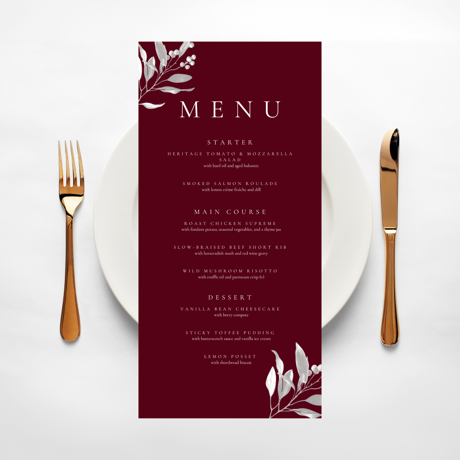 Burgundy Mistletoe Menu