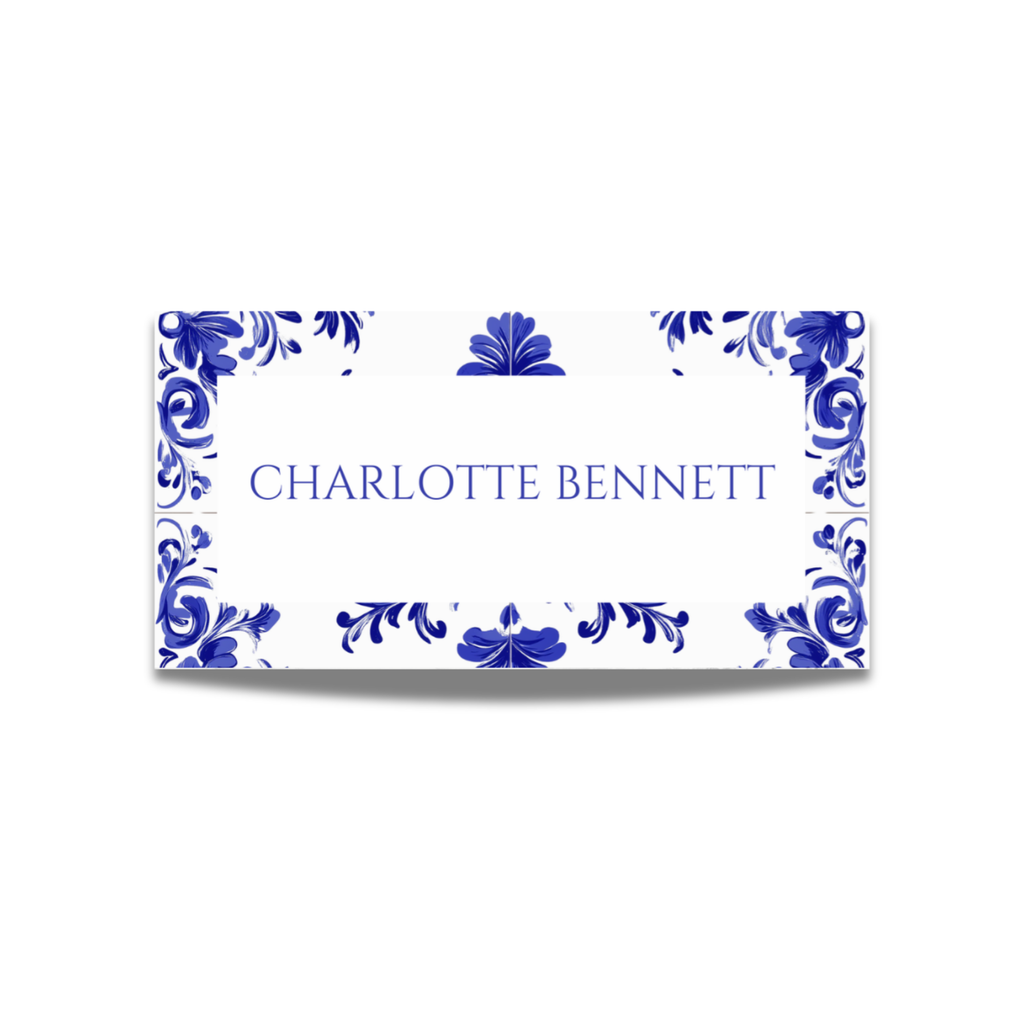 Blue Tiling Name Place Cards