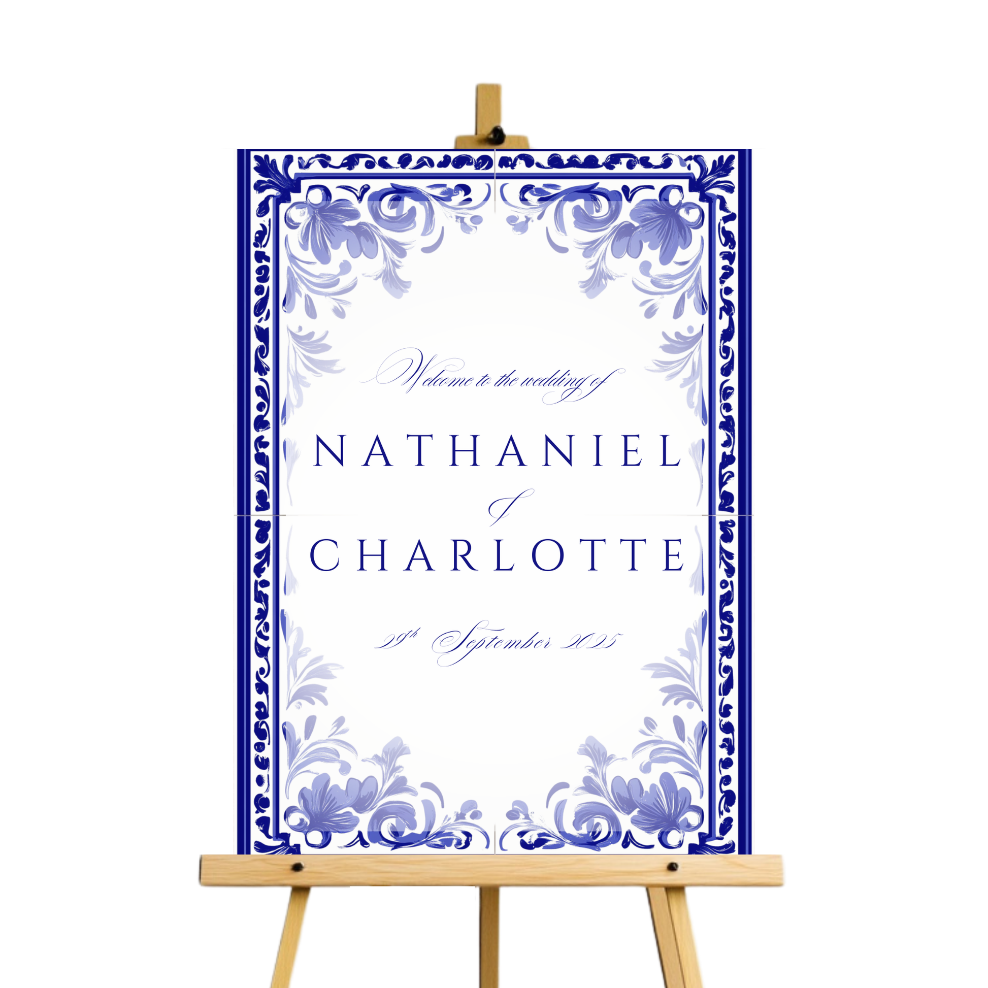 Blue Tiling Welcome Sign