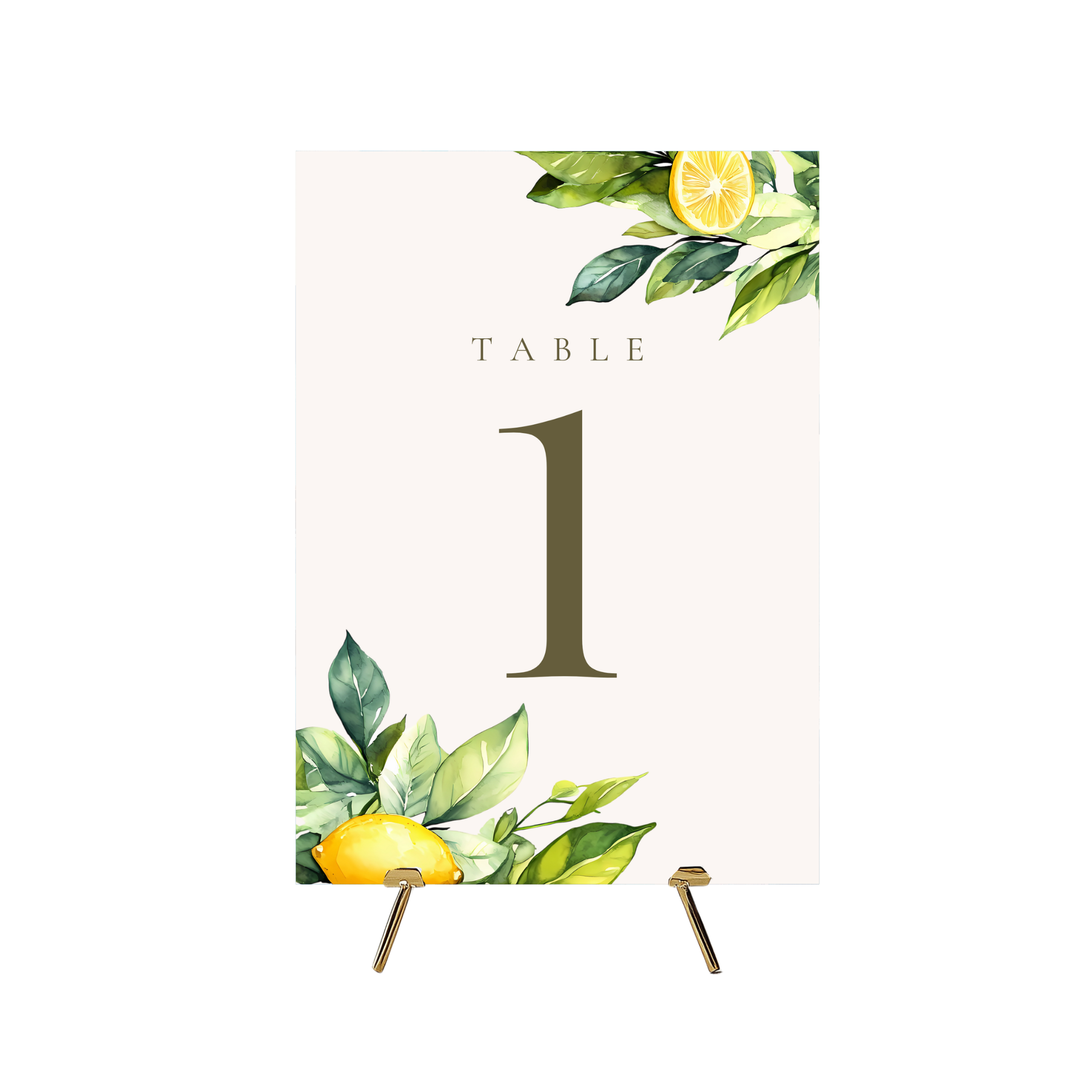 Lemons & Greenery Table Numbers