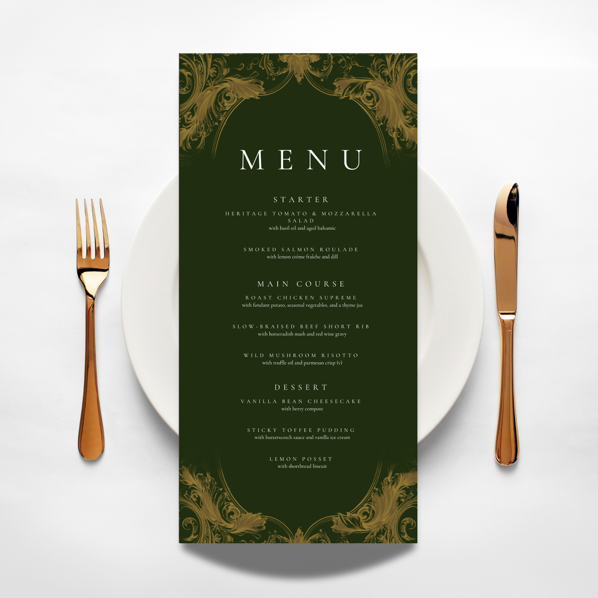 Green & Gold Rococo Frame Menu