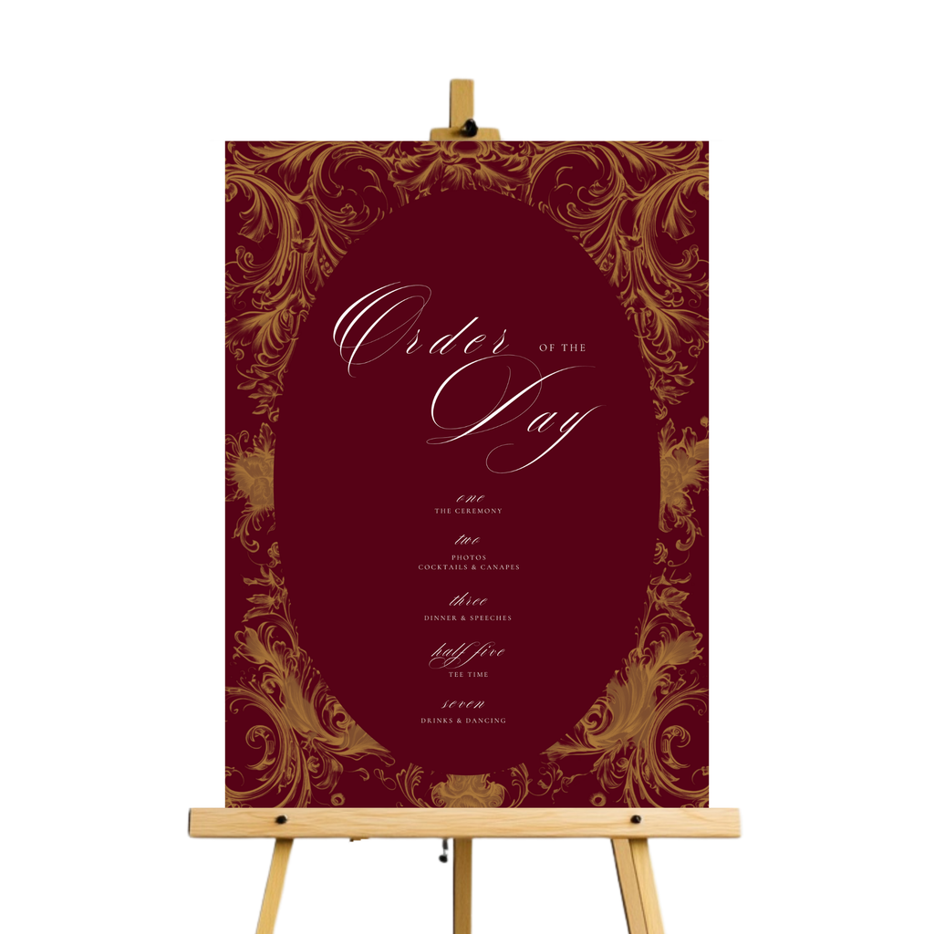 Red & Gold Rococo Frame Order Of The Day Sign