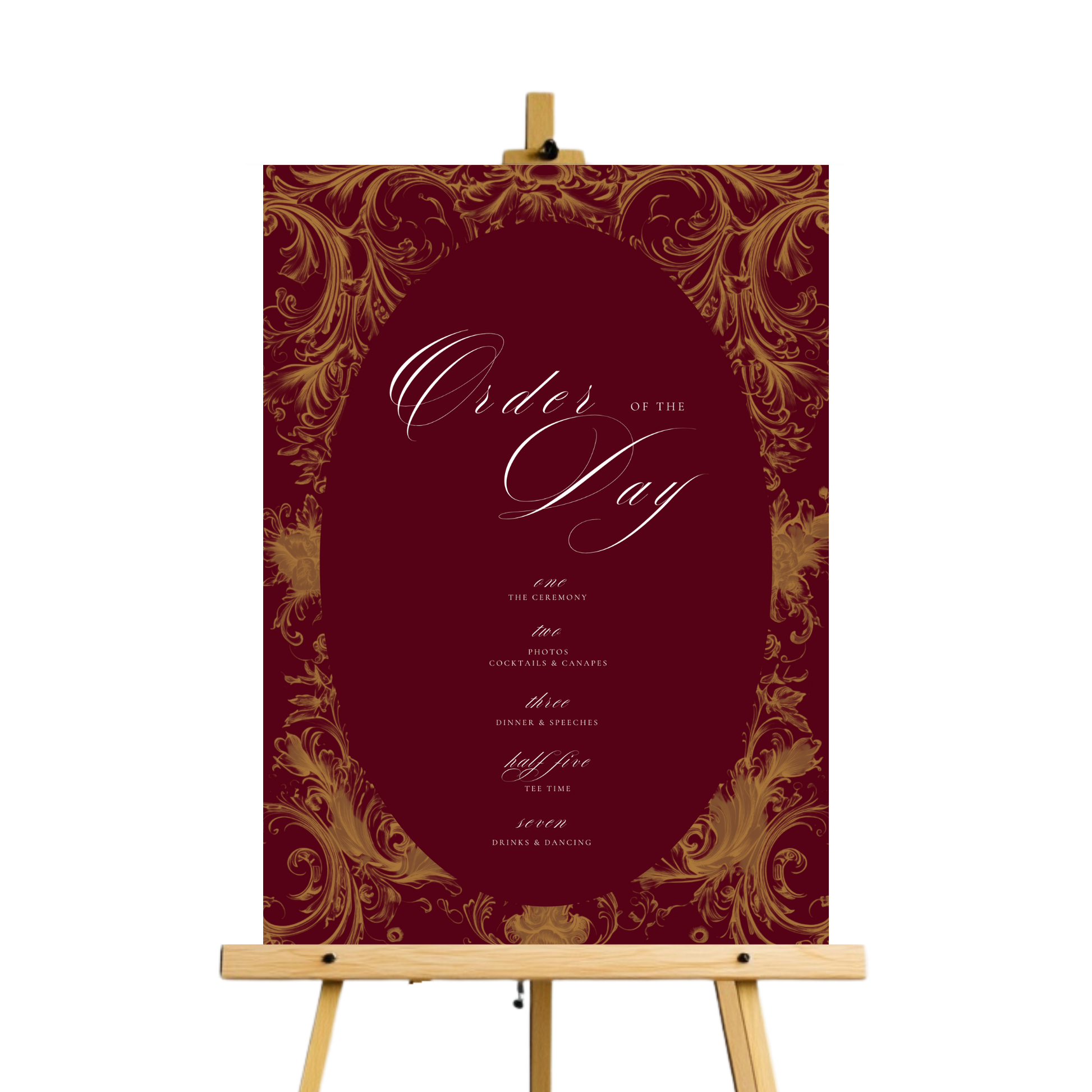 Red & Gold Rococo Frame Order Of The Day Sign