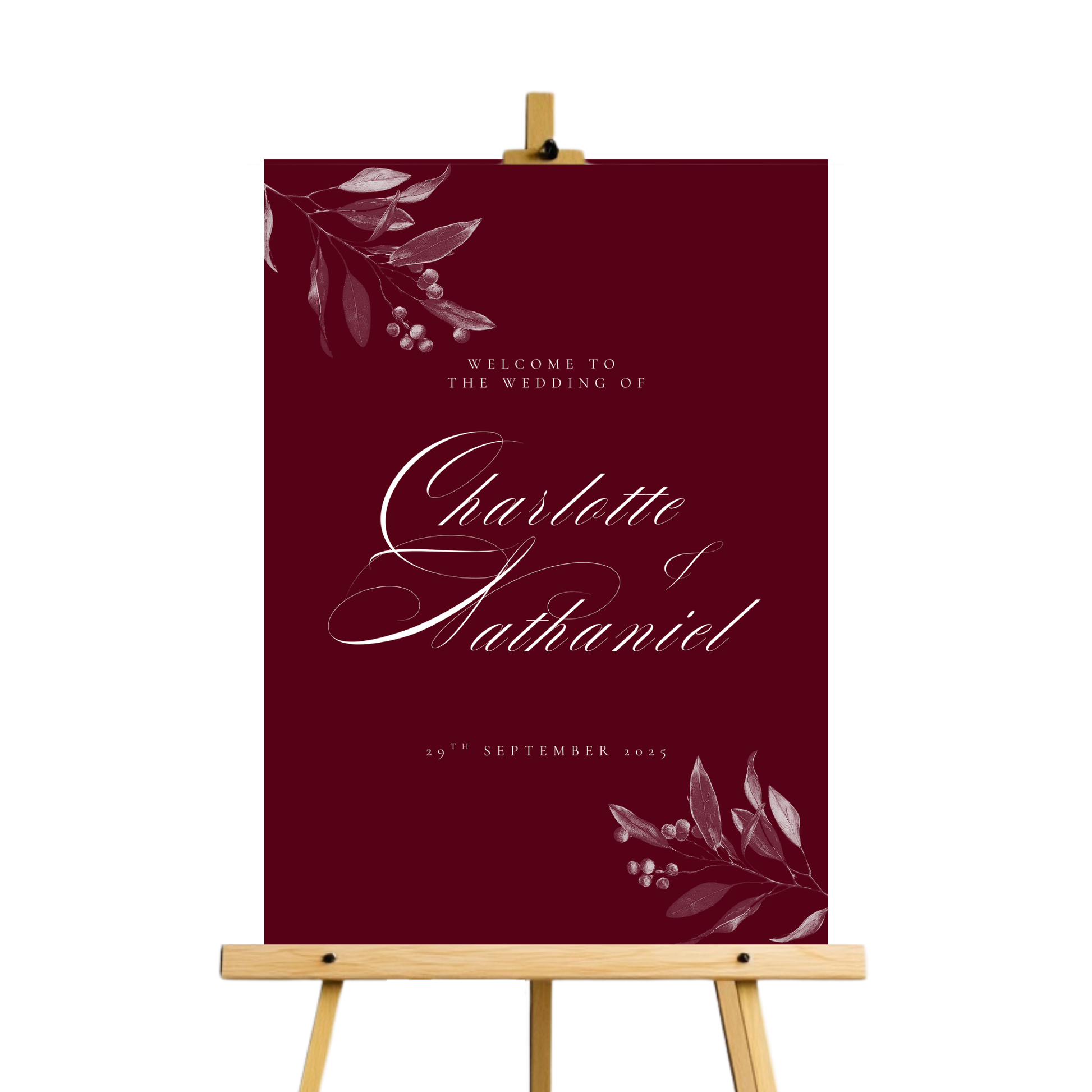 Burgundy Mistletoe Welcome Sign