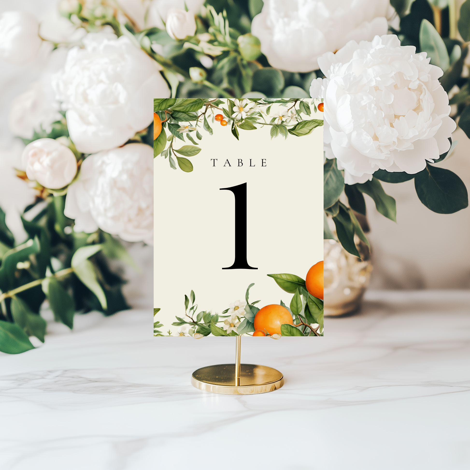 Orange Blossom Table Numbers