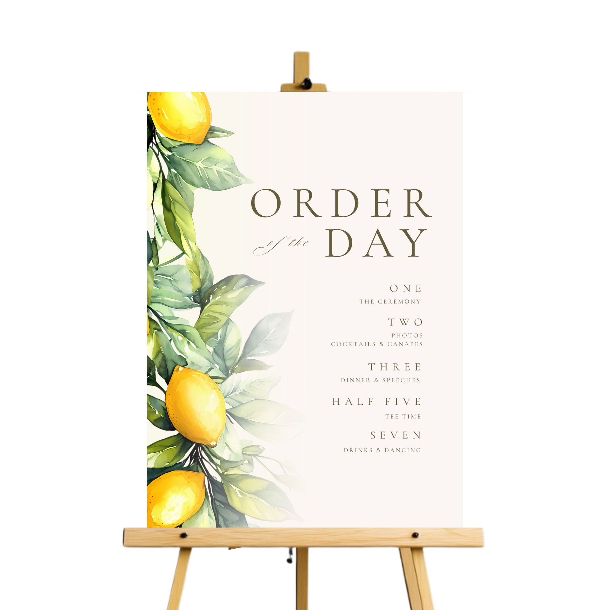 Lemons & Greenery Order Of The Day Sign