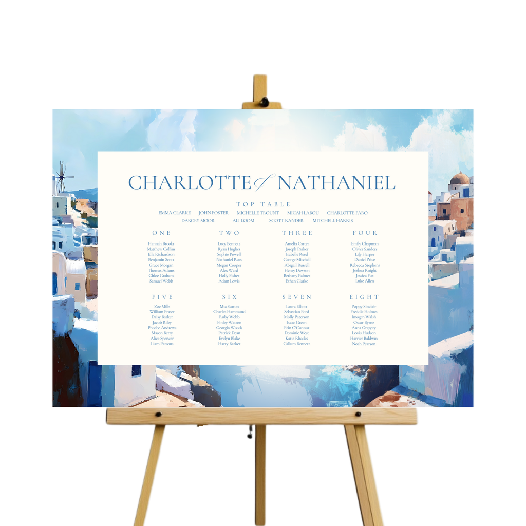 Santorini Painting Seating Plan Sign