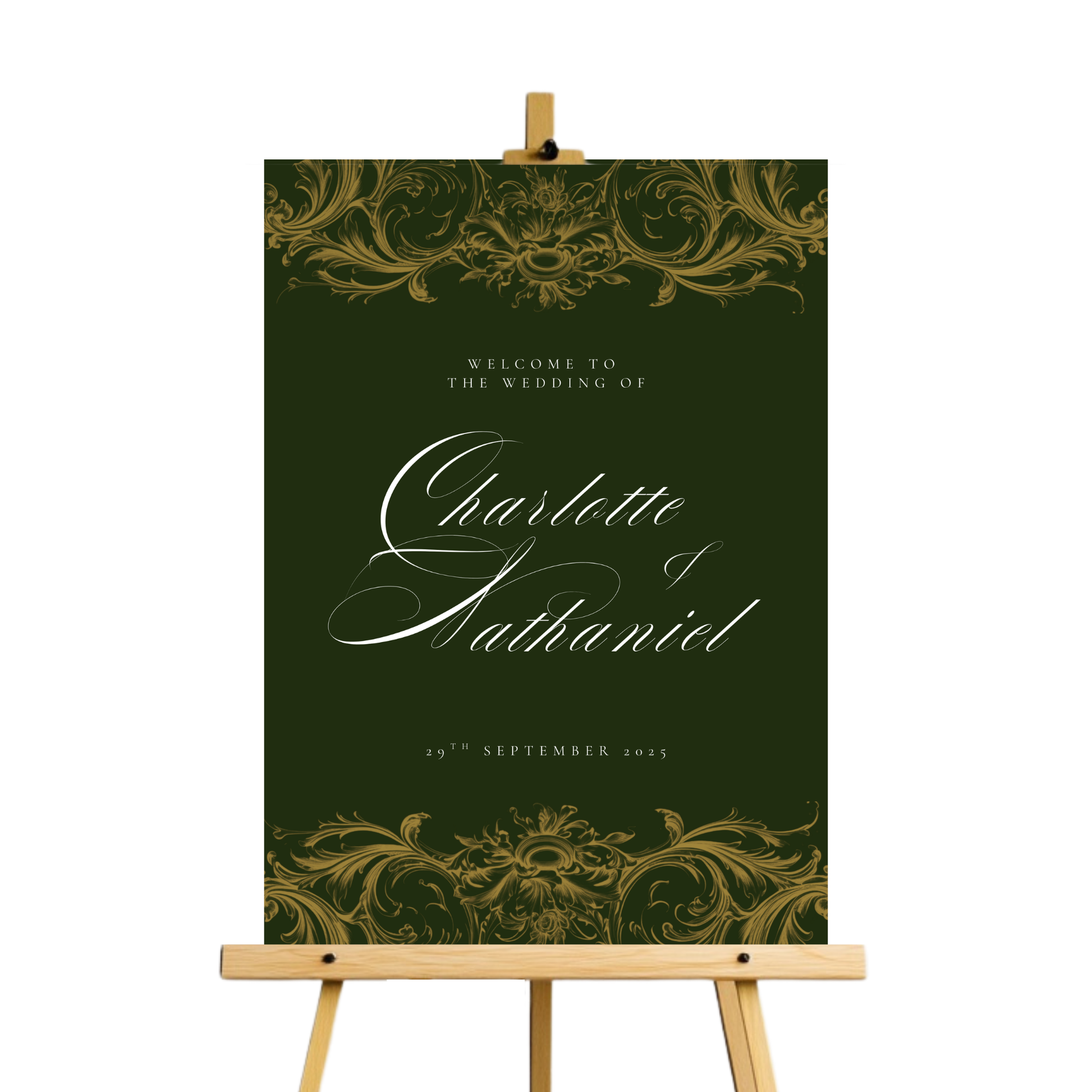 Green & Gold Rococo Frame Welcome Sign