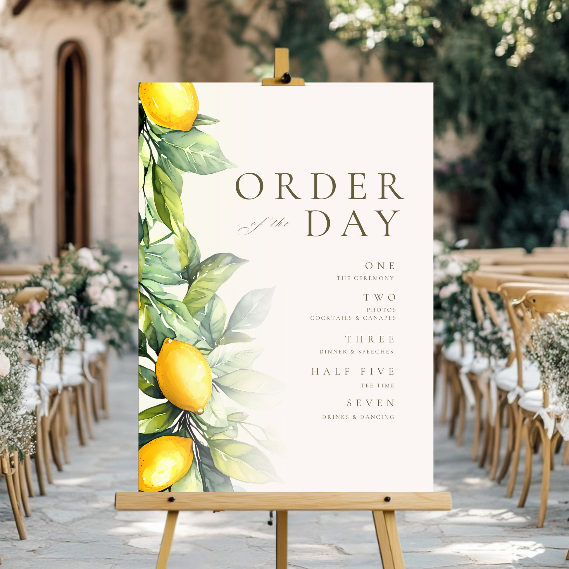 Lemons & Greenery Order Of The Day Sign