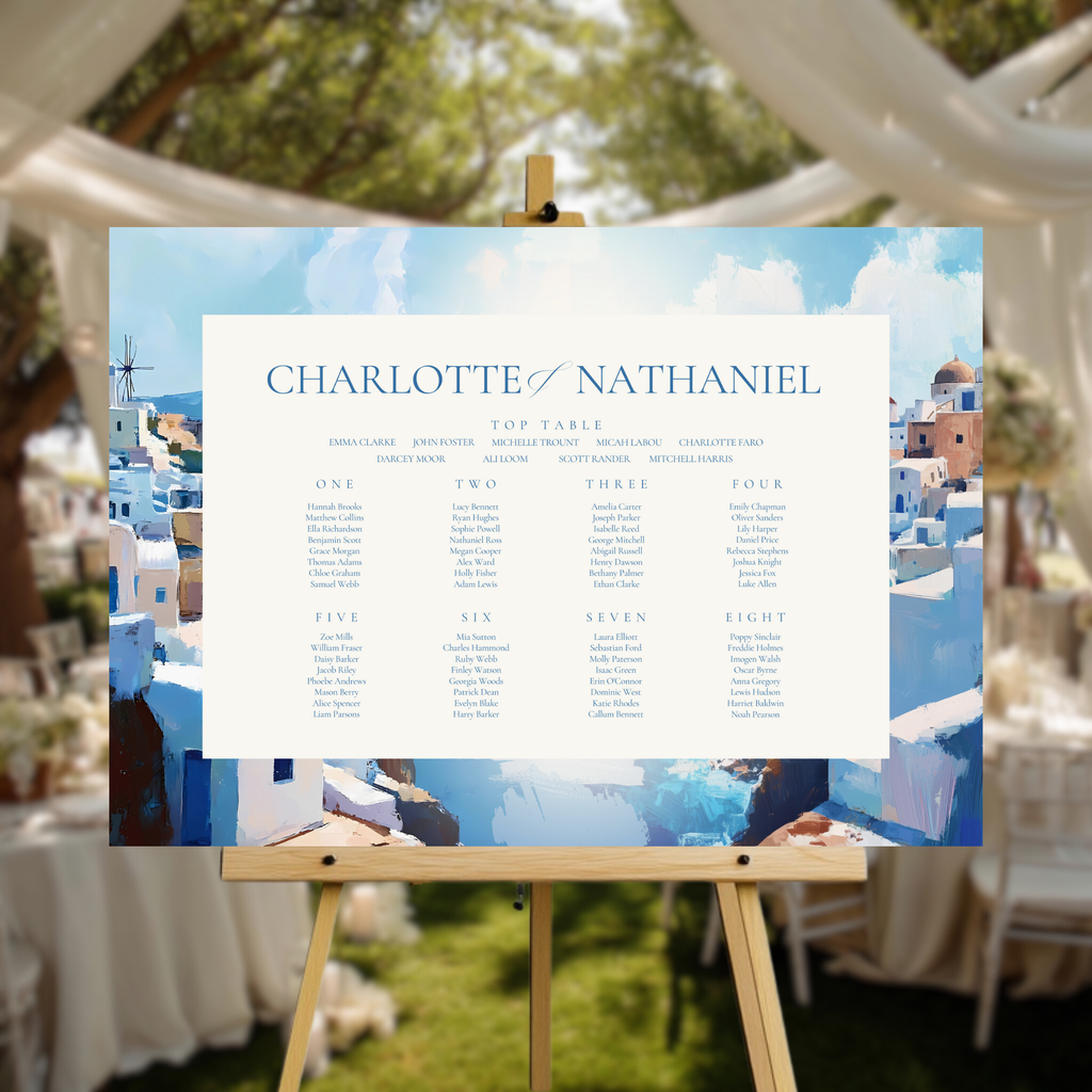 Santorini Painting Seating Plan Sign