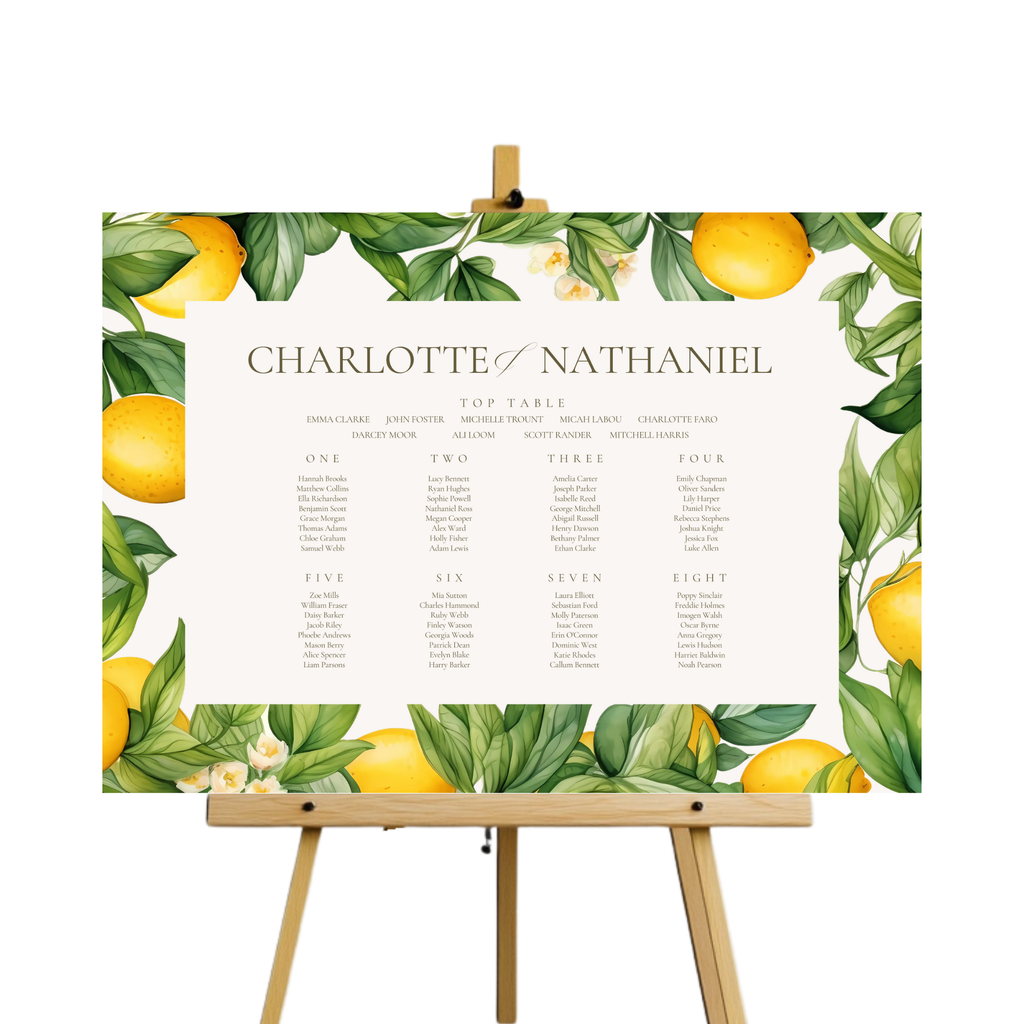 Lemons & Greenery Seating Plan Sign