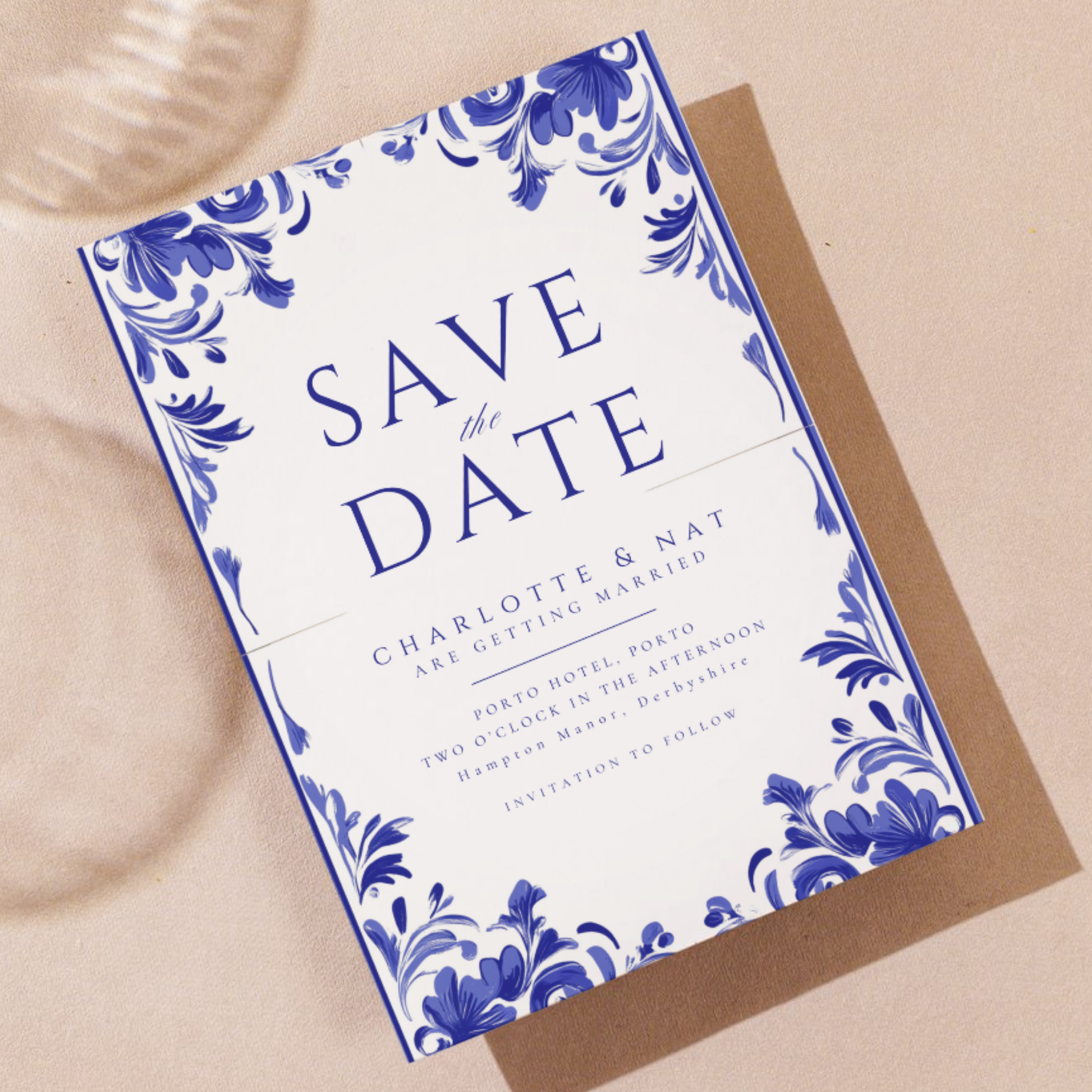 Blue Tiling Save The Date