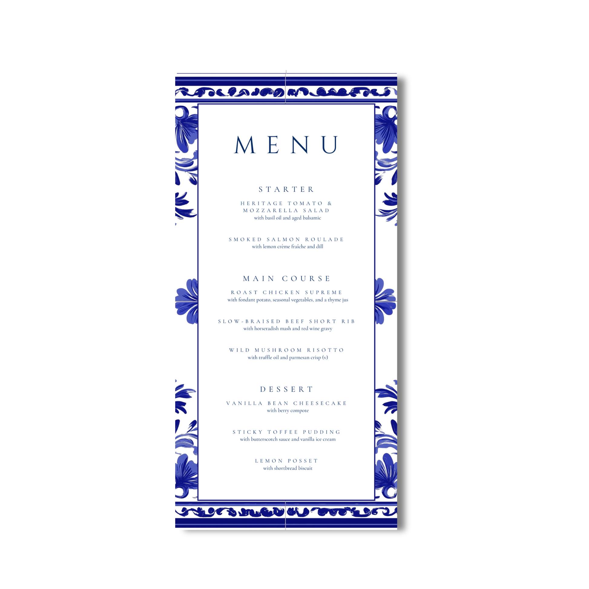 Blue Tiling Menu