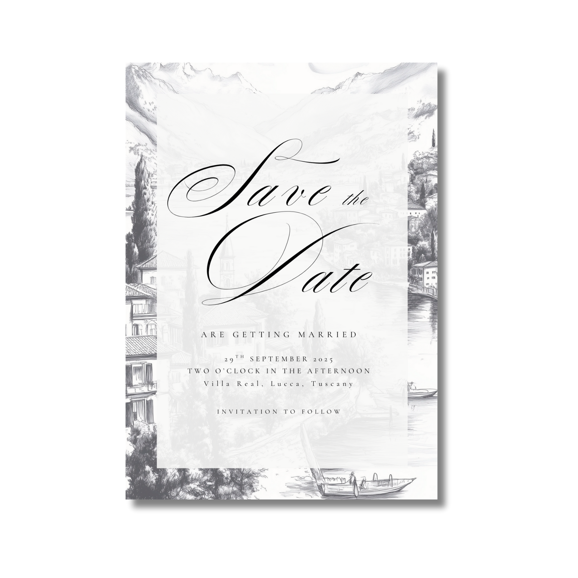 Monochrome Lake Como Save The Date
