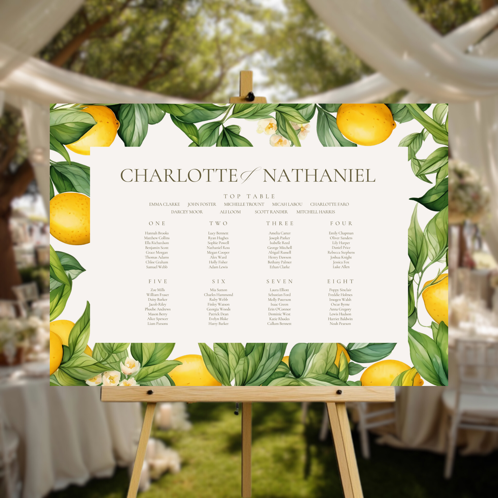 Lemons & Greenery Seating Plan Sign