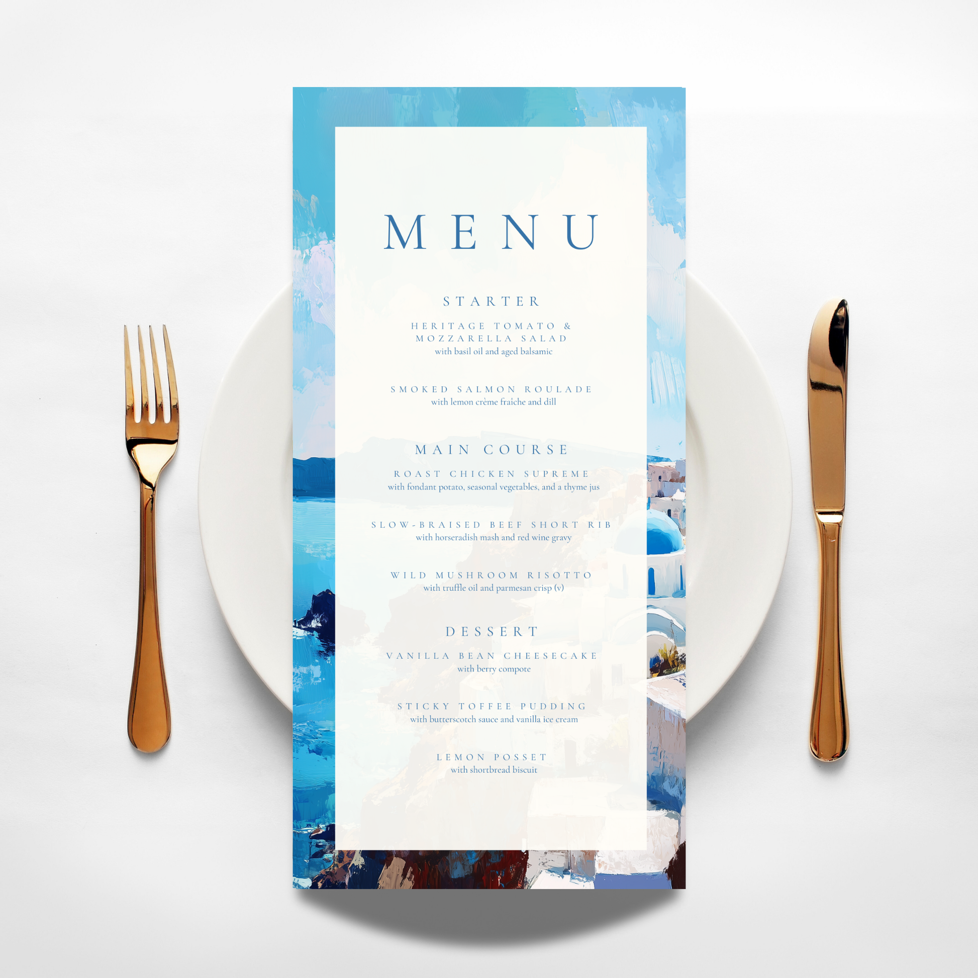 Santorini Painting Menu