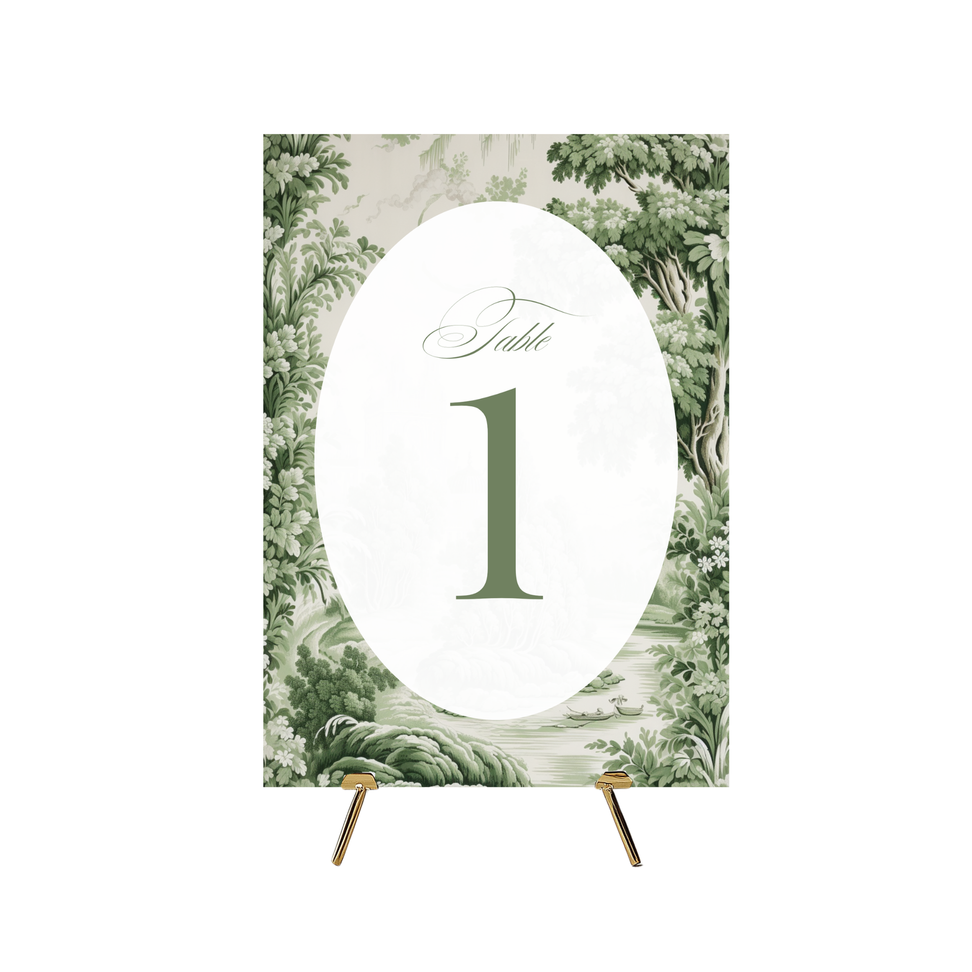 Green Toile Table Numbers