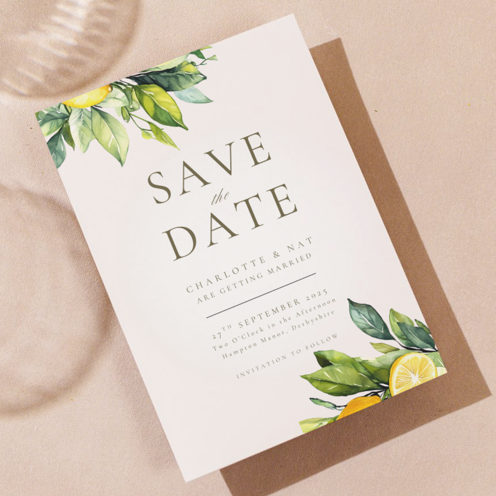 Lemons & Greenery Save The Date