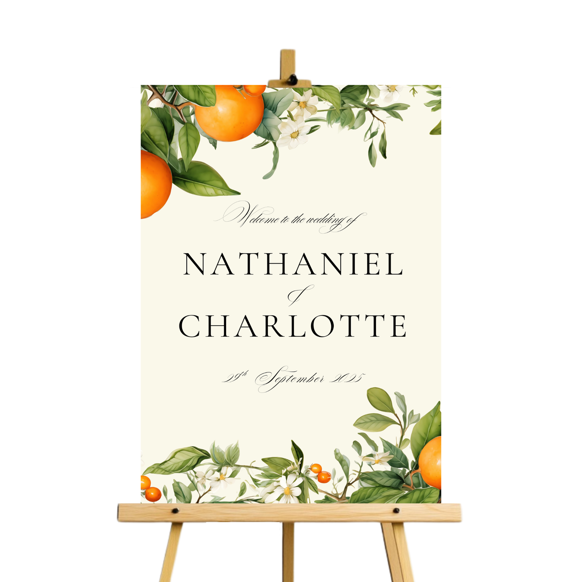 Orange & Blossom Welcome Sign
