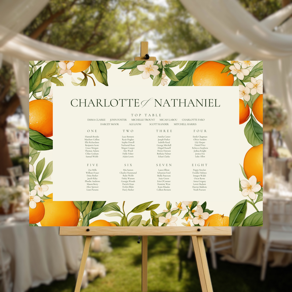 Orange Blossom Seating Plan Sign