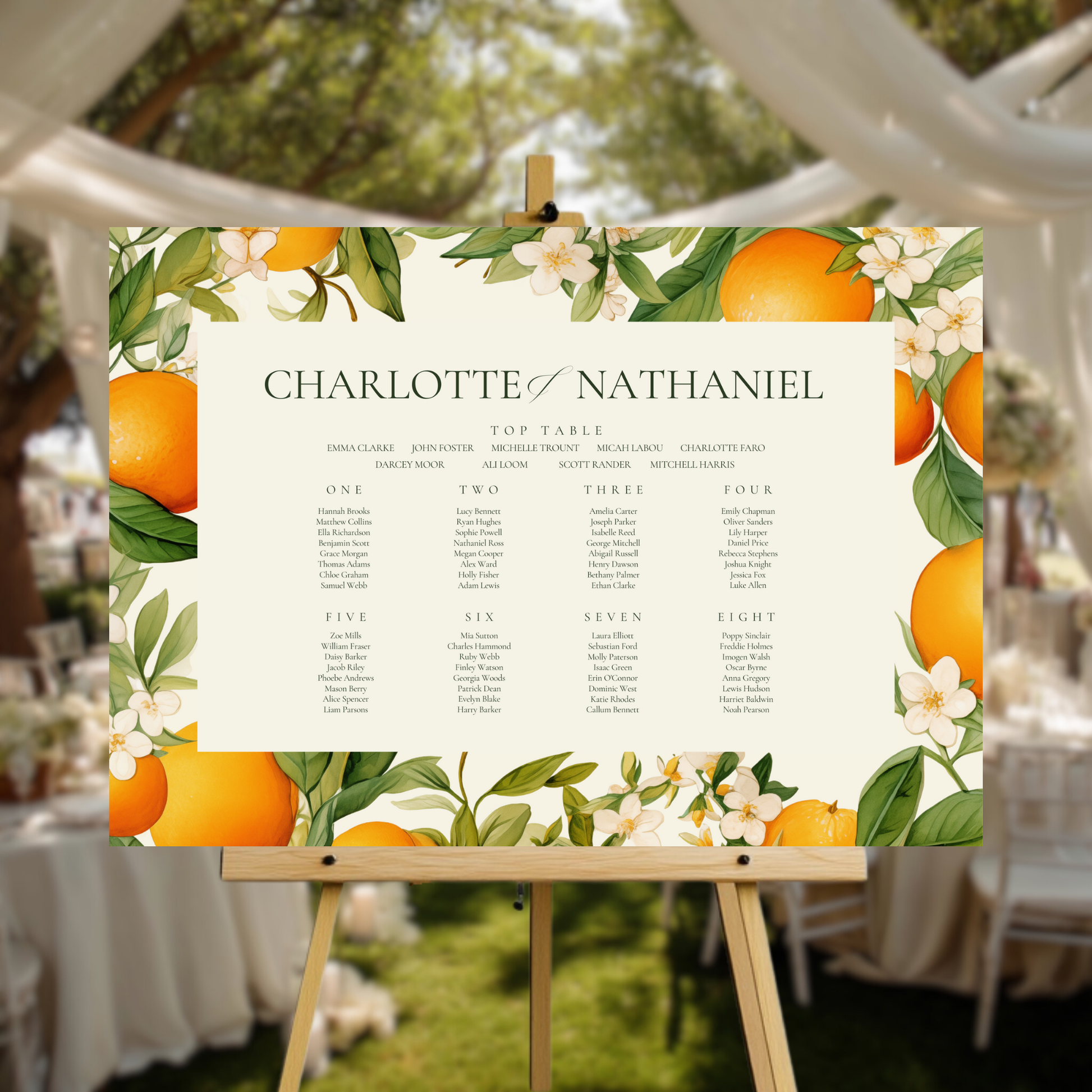 Orange Blossom Seating Plan Sign