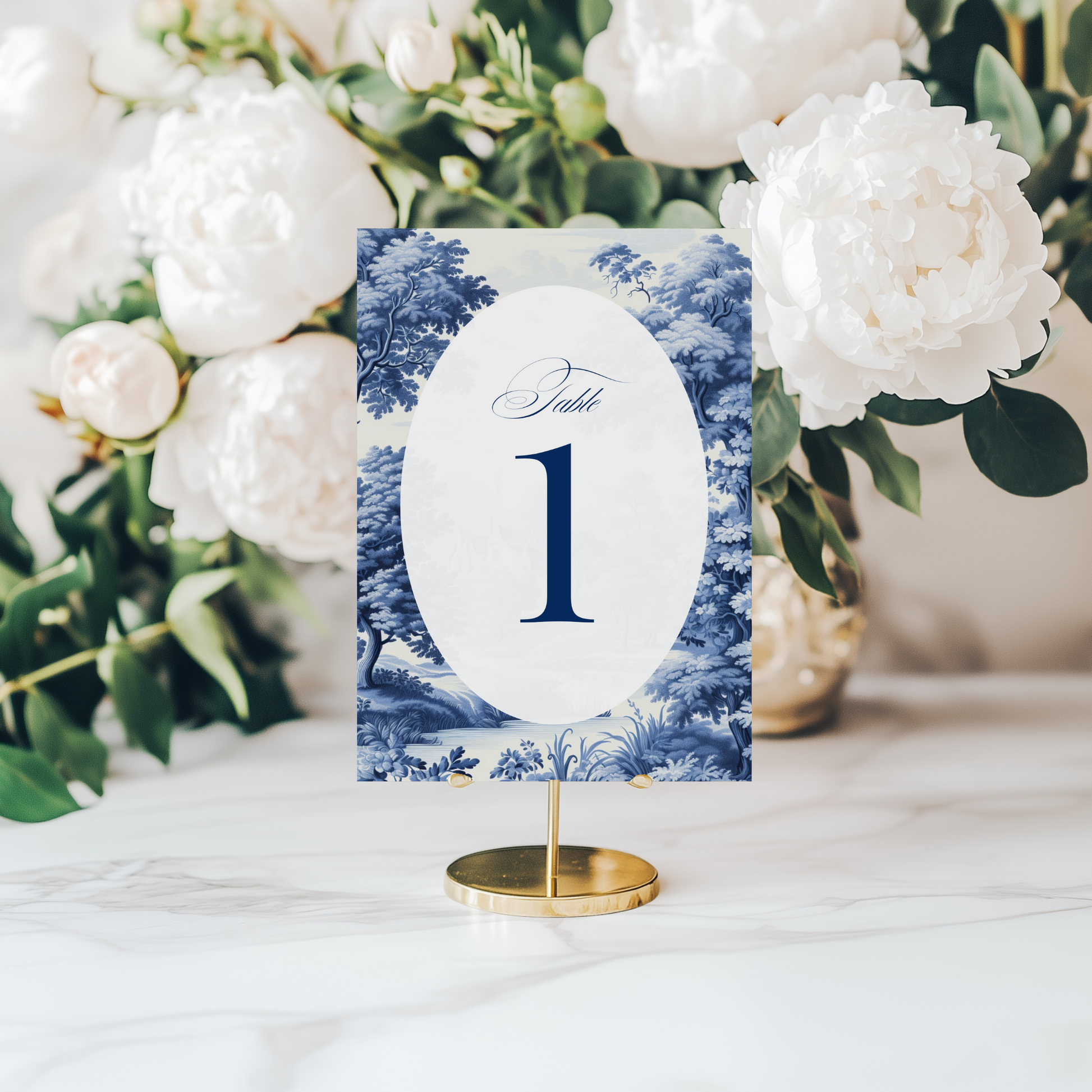 Blue Toile Table Numbers