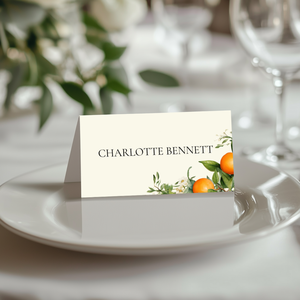Orange Blossom Name Place Cards