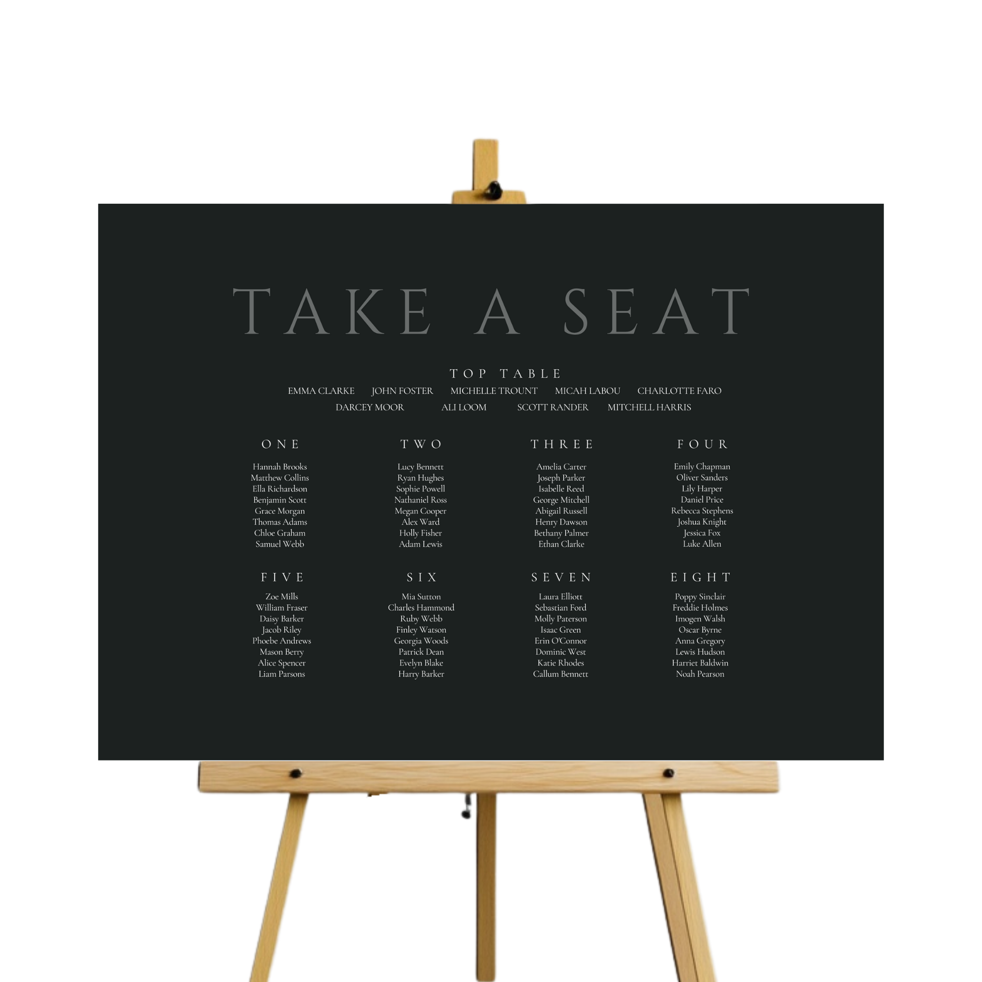 Minimalist Charcoal Seating Plan Sign