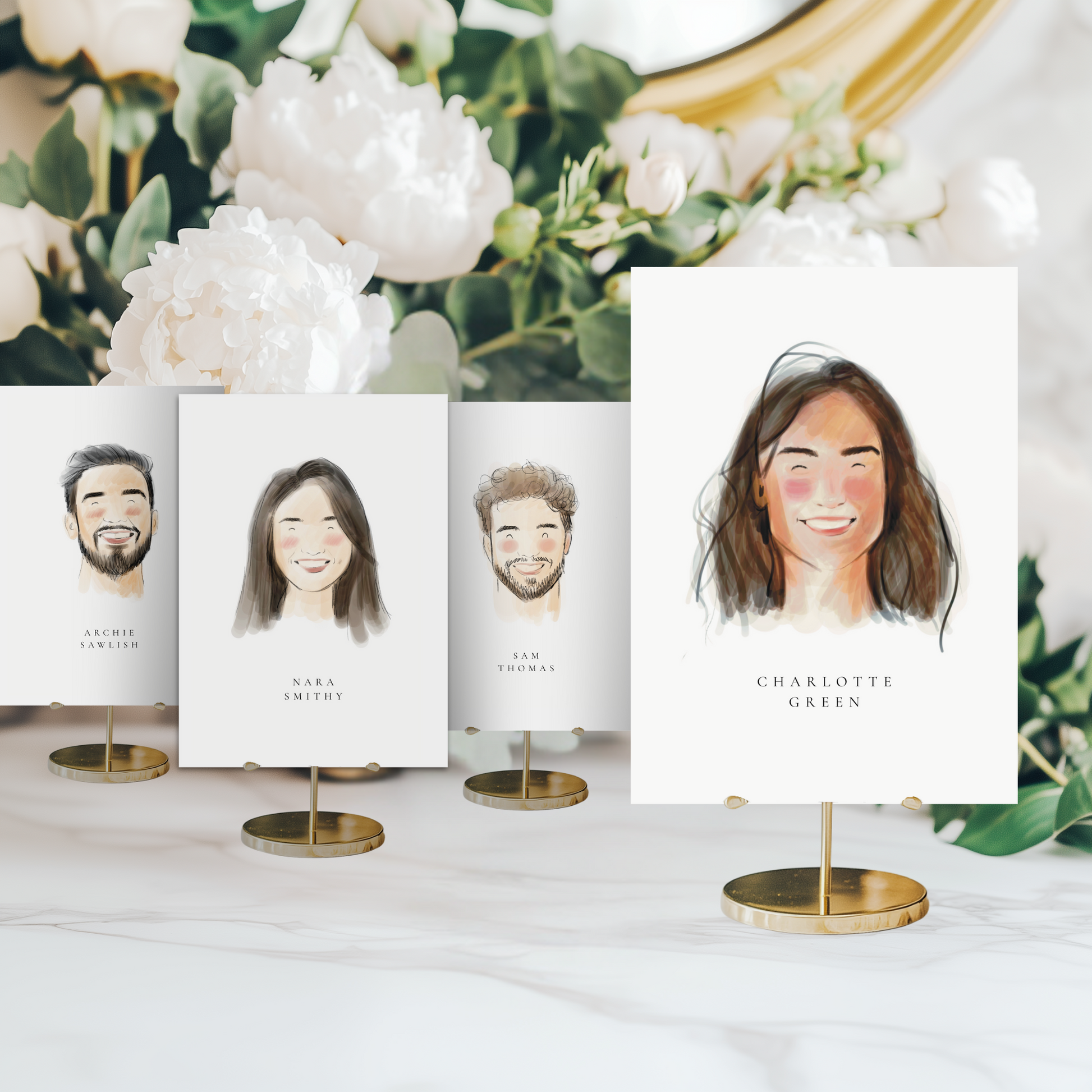 Illustrated Portrait Place Cards
