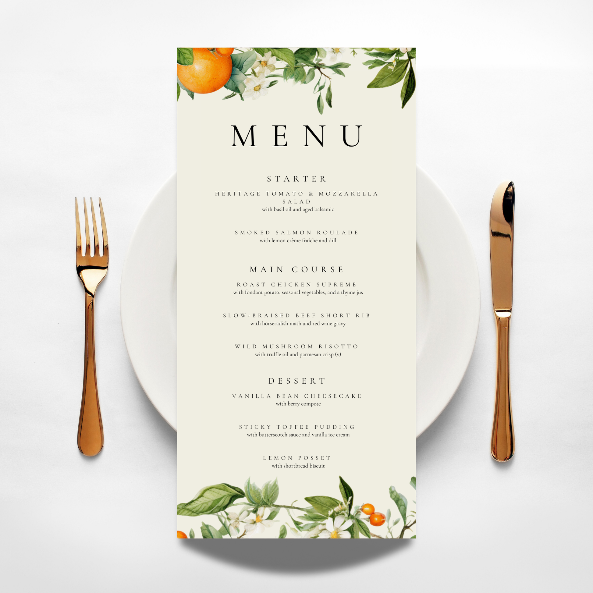 Orange Blossom Menu