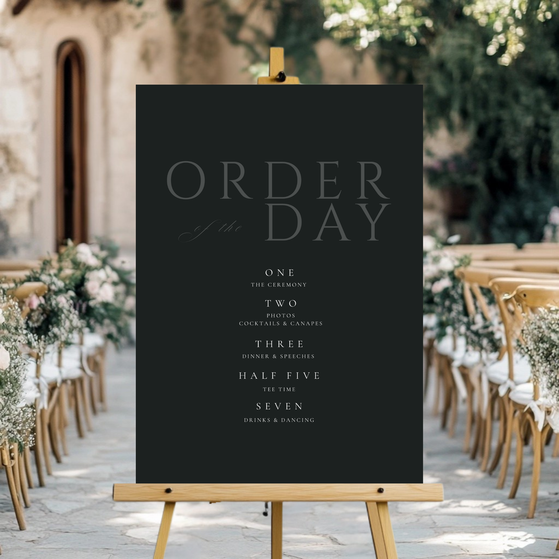 Minimalist Charcoal Order Of The Day Sign