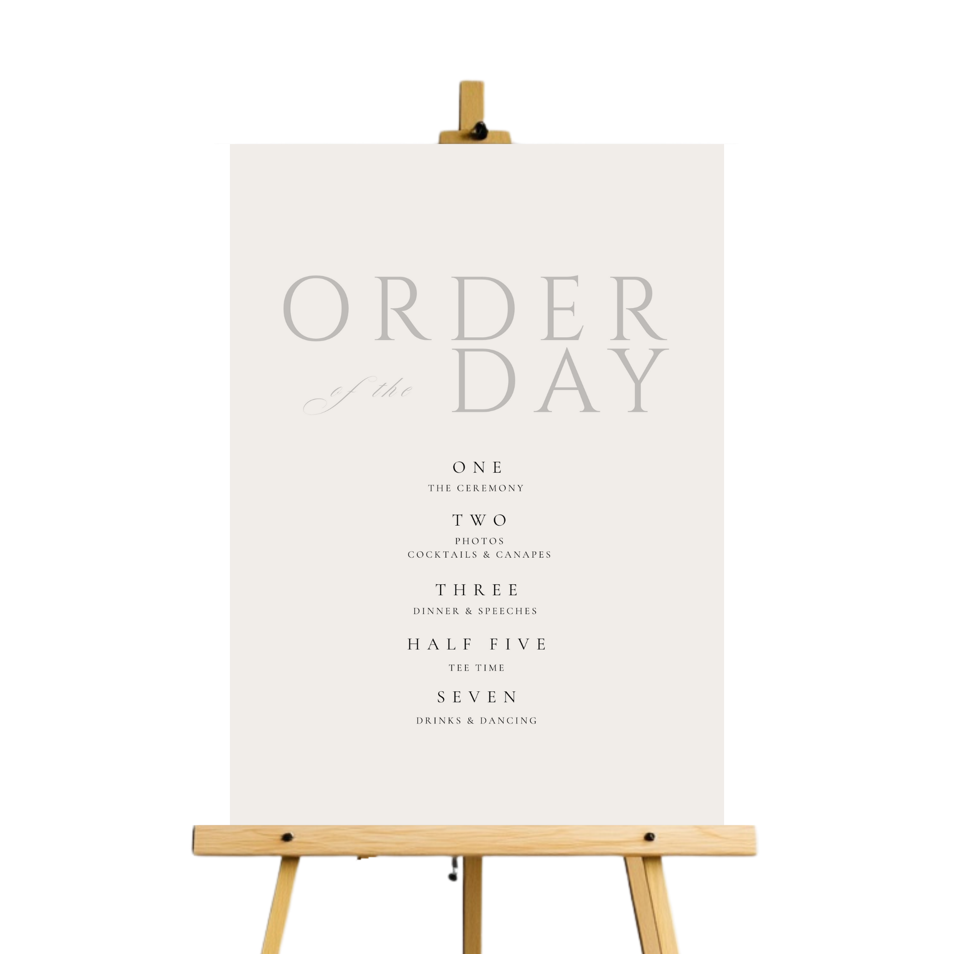 Minimalist Cream Order Of The Day Sign