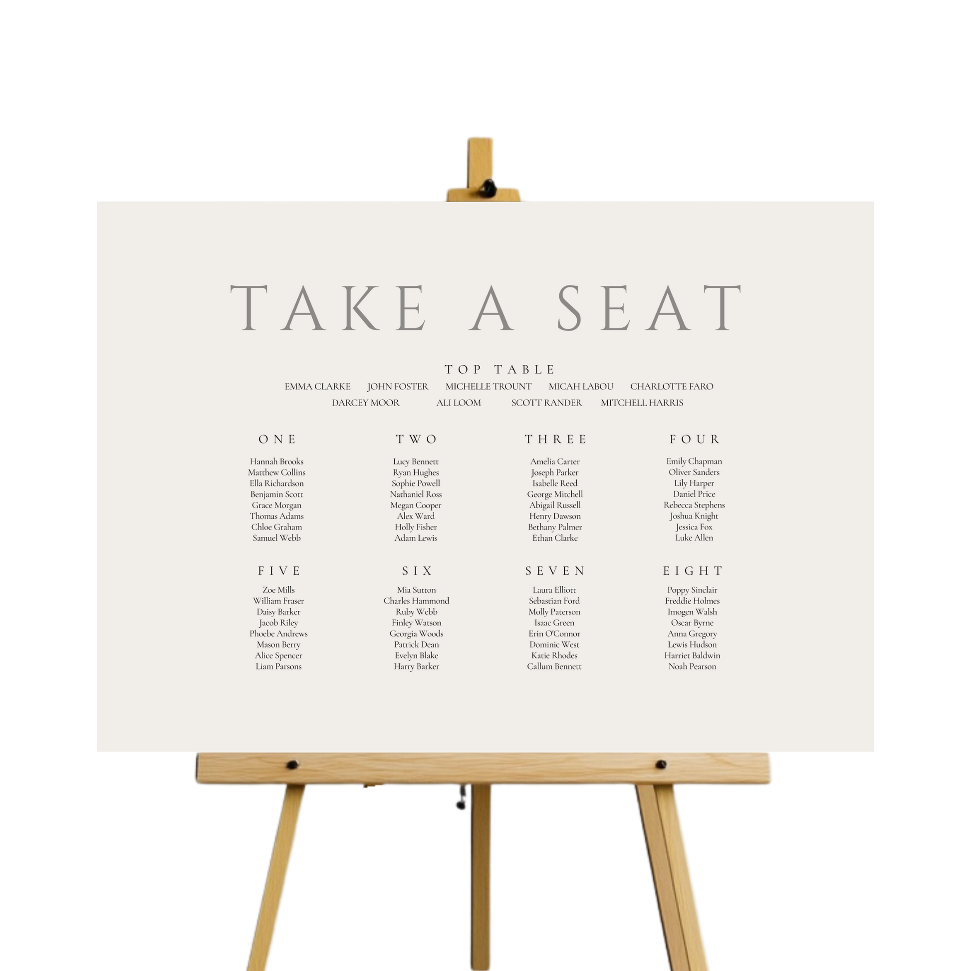 Minimalist Cream Seating Plan Sign