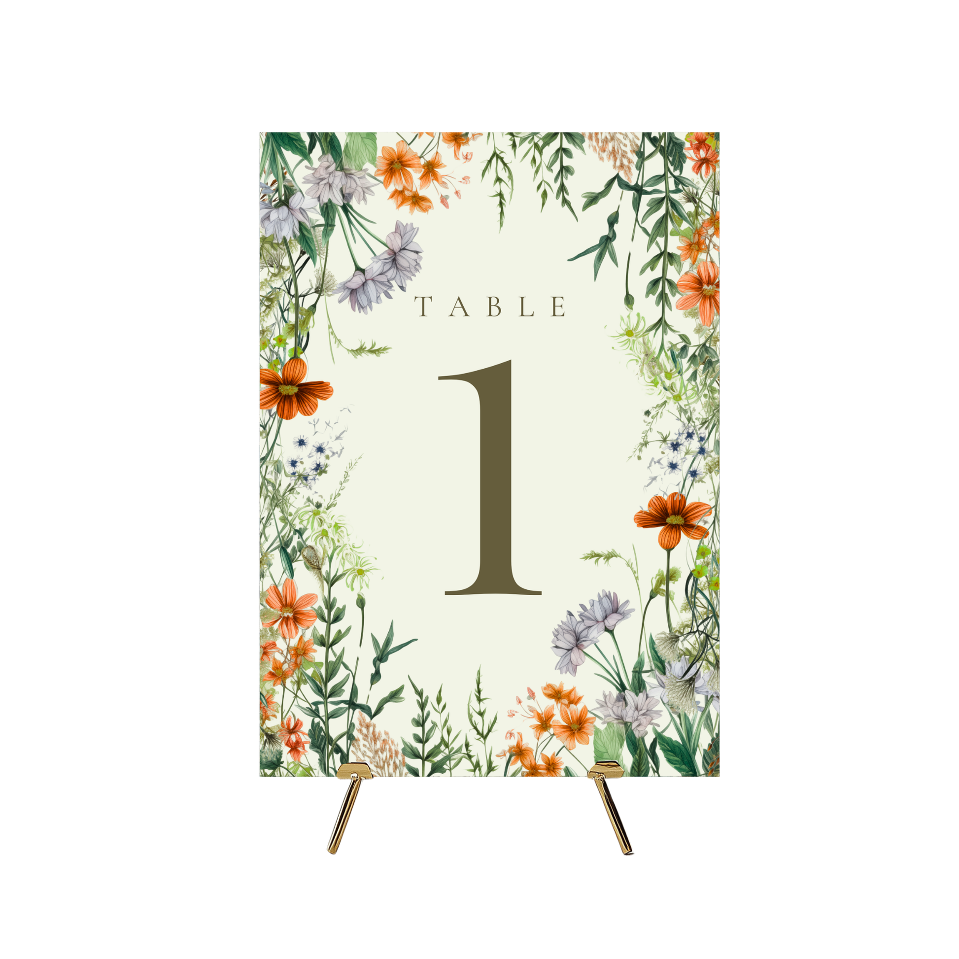 Green & Wildflower Table Numbers