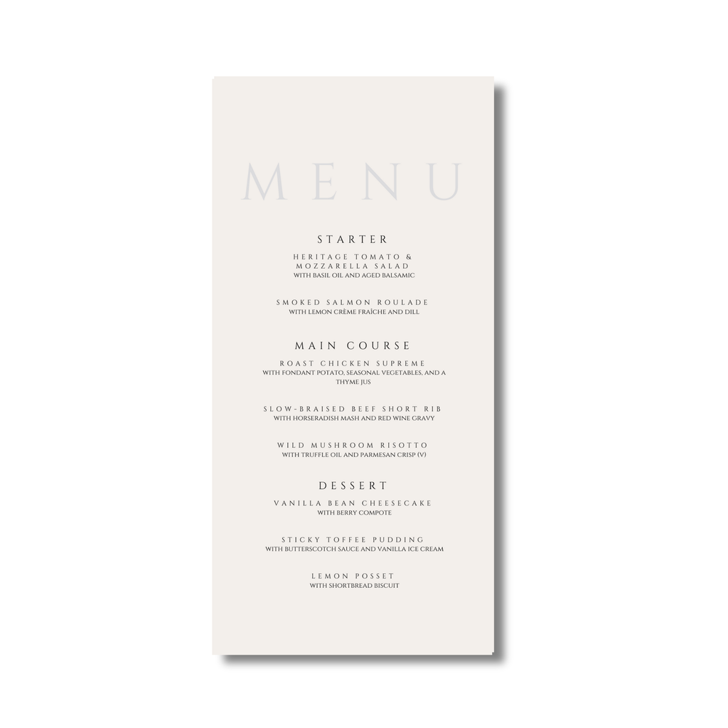 Minimalist Cream Menu