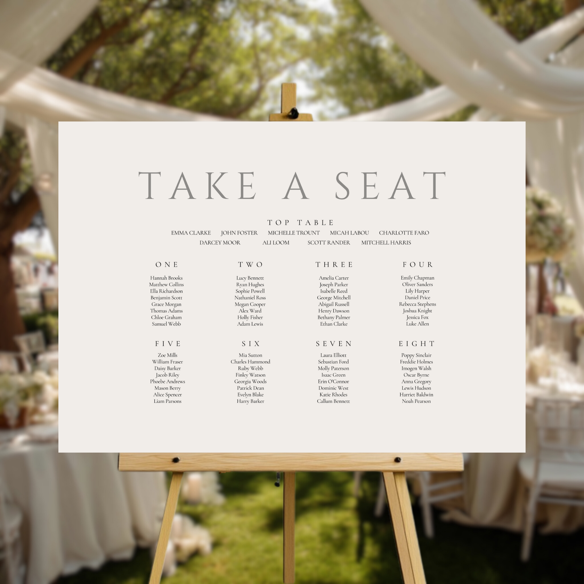 Minimalist Cream Seating Plan Sign