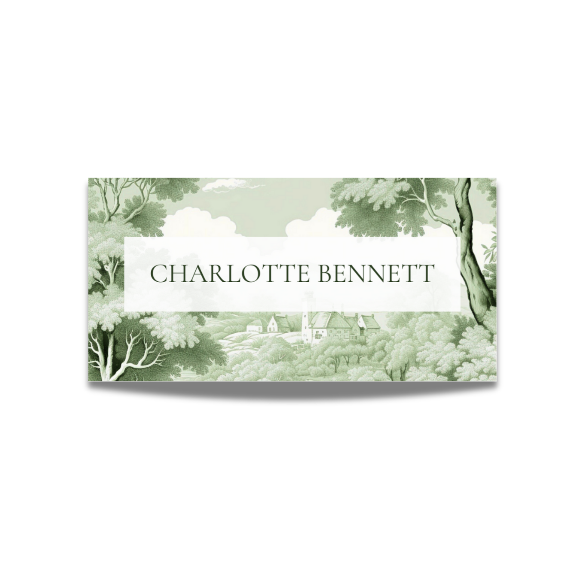 Green Toile Name Place Cards