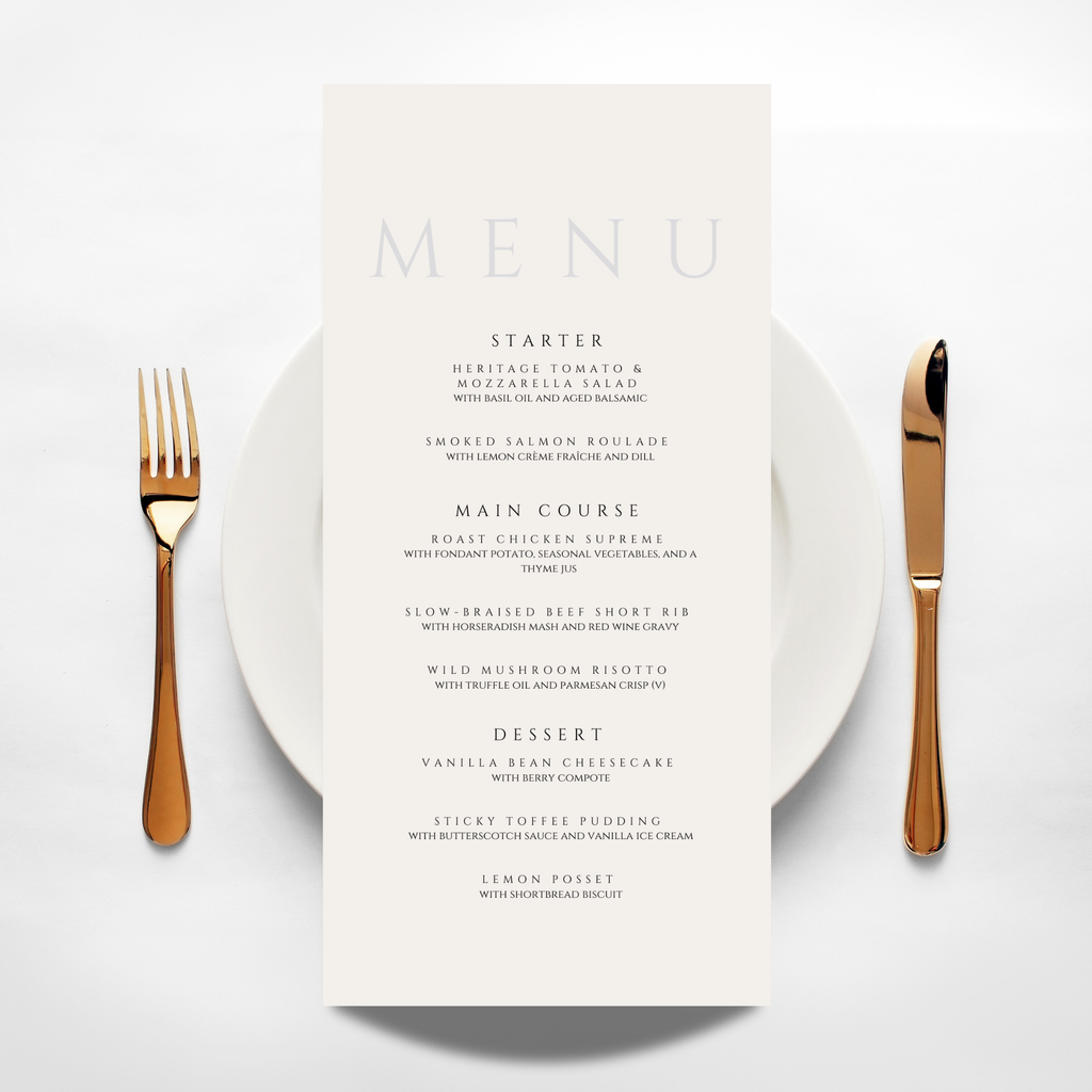 Minimalist Cream Menu