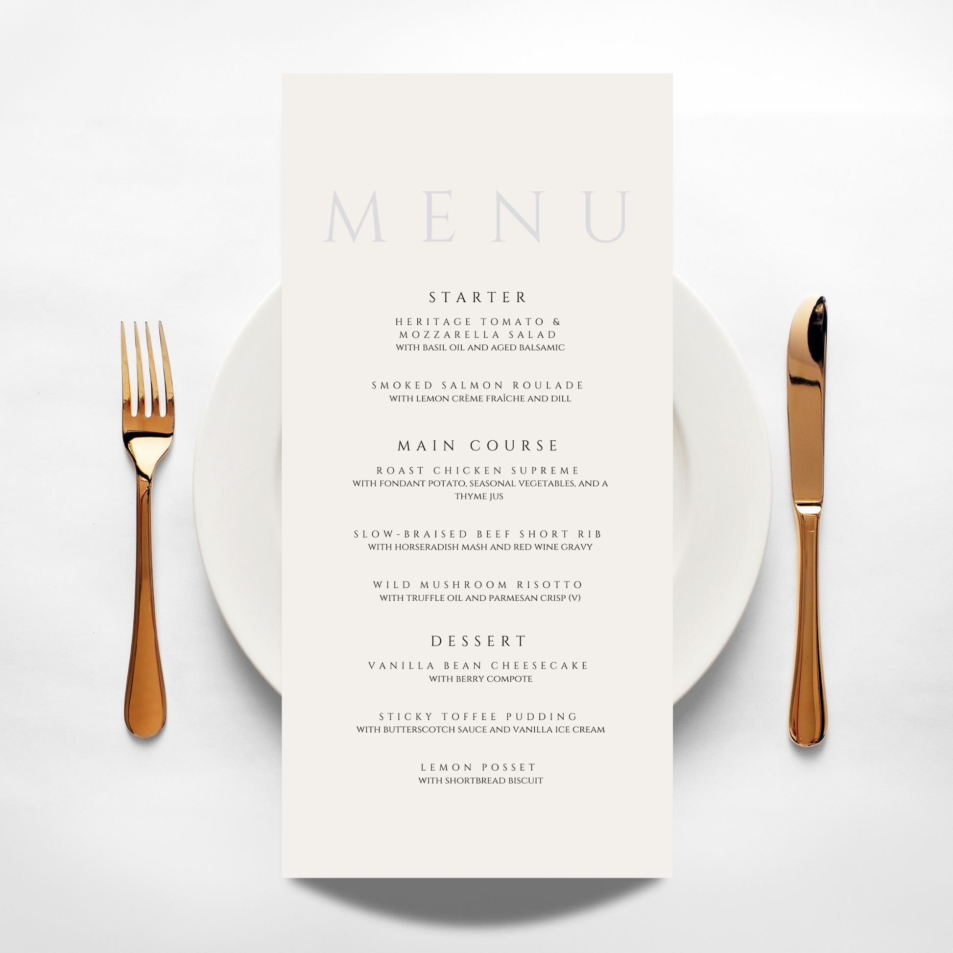 Minimalist Cream Menu