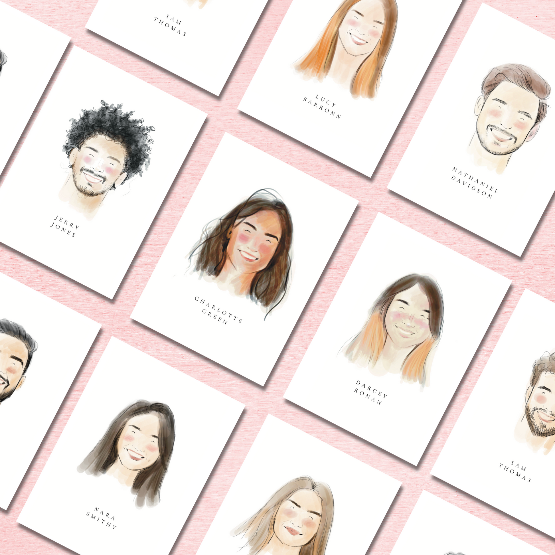 Illustrated Portrait Place Cards