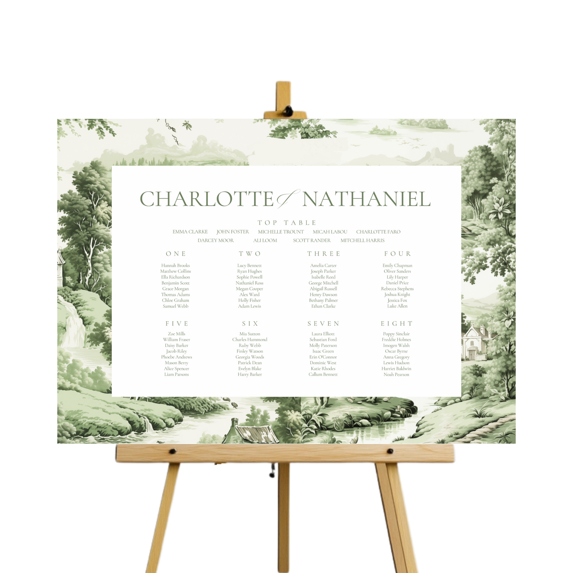 Green Toile Seating Plan Sign